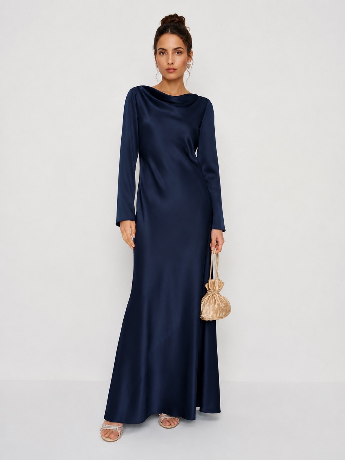 Reformation Pike Maxi Silk Dress Navy Us8